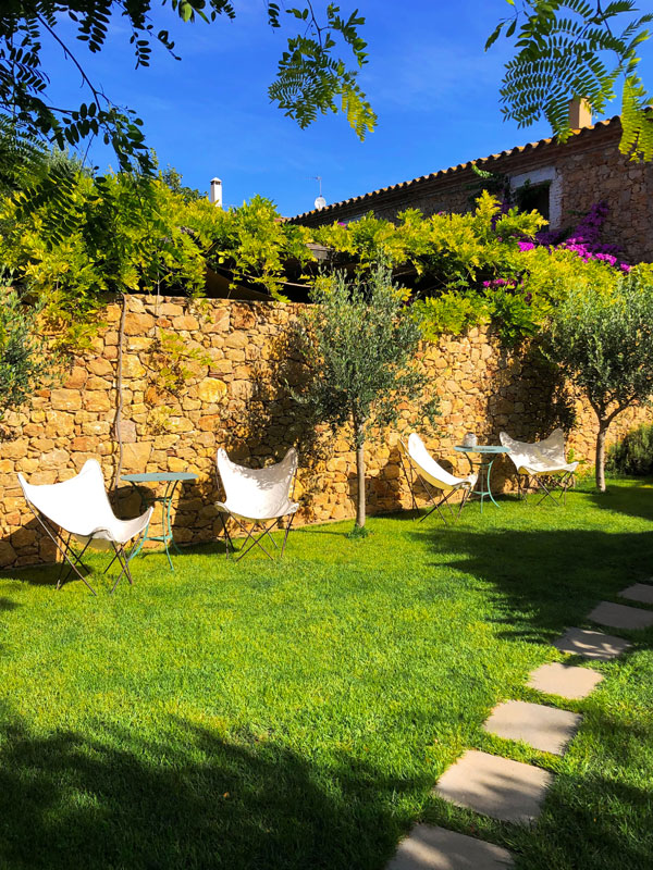 Hammocks in a green garden